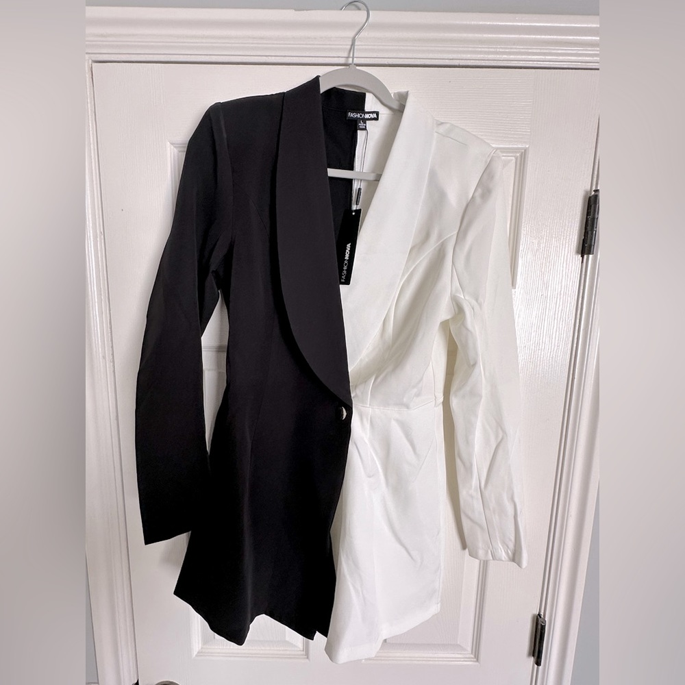 Kara Color block blazer romper black/white